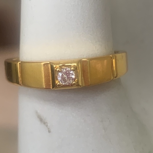 NEW HIGH END Gold Plated Faux Diamond Solitaire Ring Size 10 {#12} Wedding - Picture 2 of 7